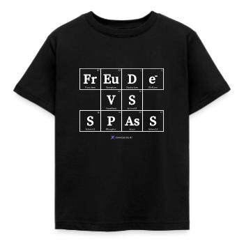 Freude vs. Spass (dunkle Stoffe) - Kinder T-Shirt - Schwarz - Vorne - AI Model Kid Female (0cm)
