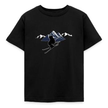 Skiing - Kids' T-Shirt - black - Front - AI Model Kid Female (0cm)