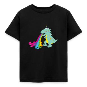 dino, kotzender dinohorn, Dinosaurier, comic - Kinder T-Shirt - Schwarz - Vorne - AI Model Kid Female (0cm)