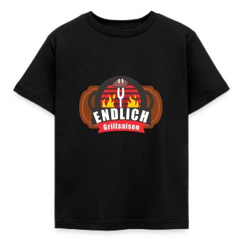 Grillsaison Goodies, Grillen, BBQ, Camping - Kinder T-Shirt - Schwarz - Vorne - AI Model Kid Female (0cm)