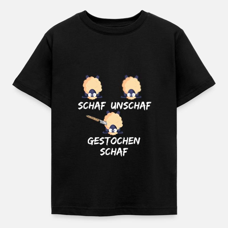 Schaf Herren Gestochen Schaf Unschaf Lustiger - Kinder T-Shirt - Schwarz