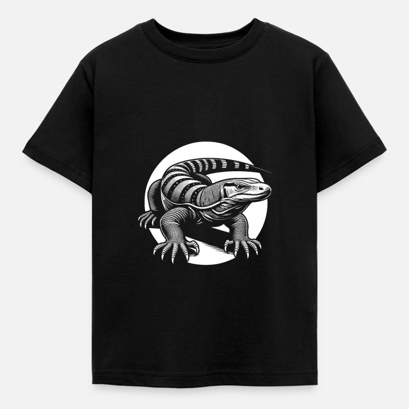 Komodowaran Waraneidechse - Kinder T-Shirt - Schwarz