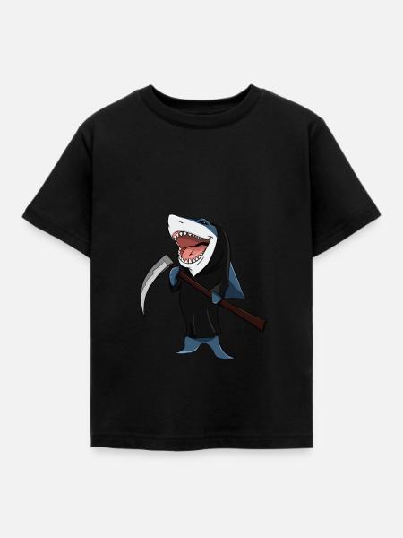 Vater Hai - Kinder T-Shirt - Schwarz