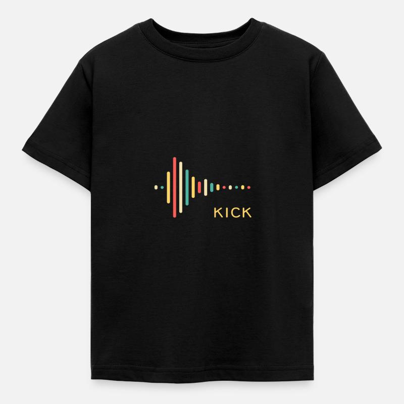 Kick Drum synthesizer Studio Audio Wave - Kids' T-Shirt - black
