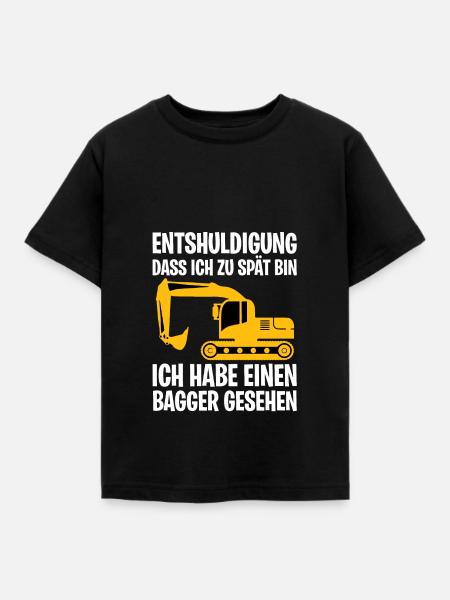 Bagger Excavator - Kinder T-Shirt - Schwarz