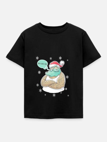 Santa Tattoo - Kinder T-Shirt - Schwarz