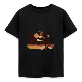Vultures in a desert - Kids' T-Shirt - black - Front - AI Model Kid Female (0cm)