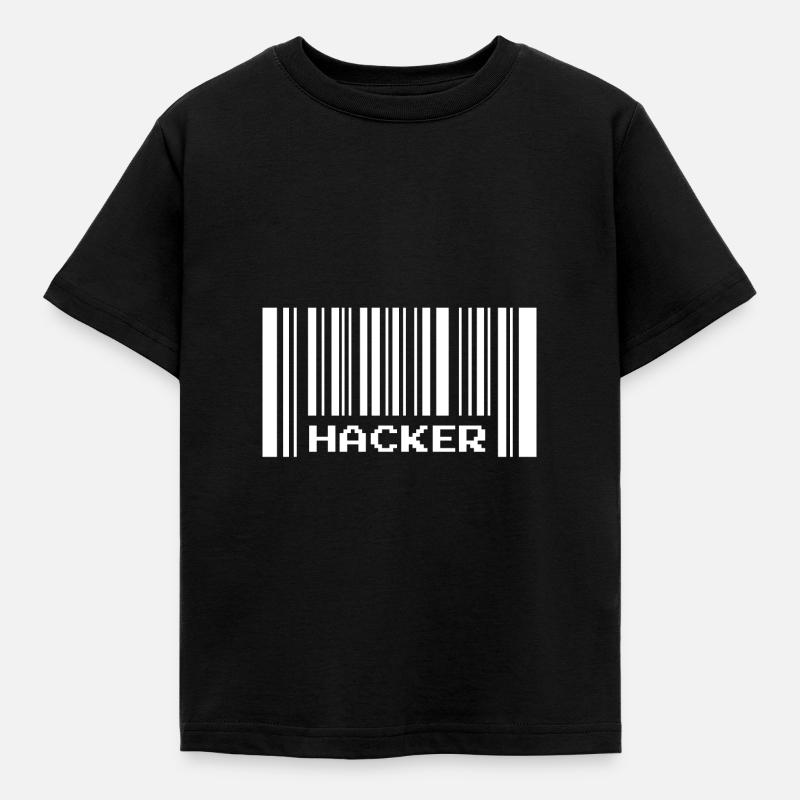 Hacker barcode - Kids' T-Shirt - black