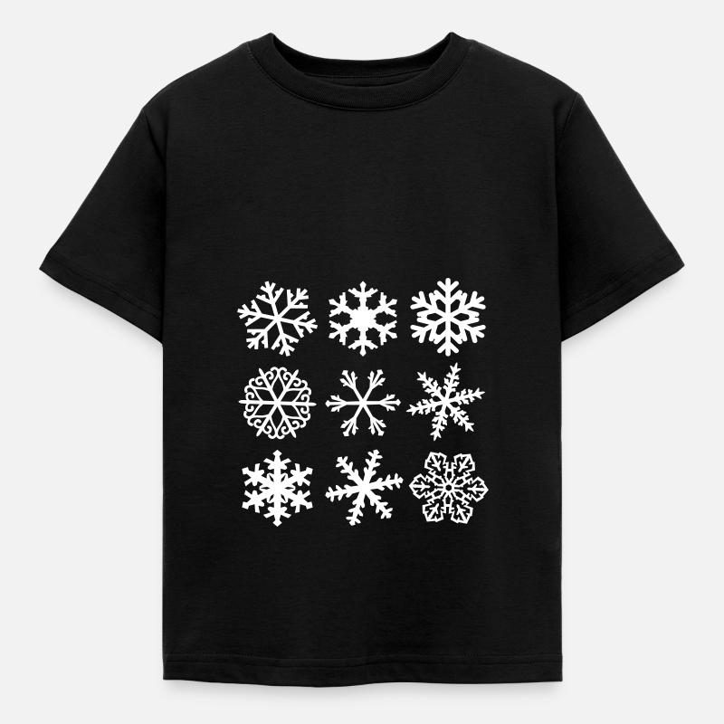 Schneeflocken - Kinder T-Shirt - Schwarz