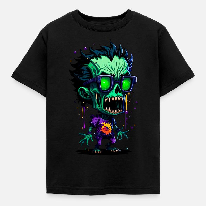 Bunter cooler Zombie - Kinder T-Shirt - Schwarz