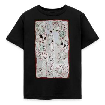 Weiße Malerei der Aborigines - Kinder T-Shirt - Schwarz - Vorne - AI Model Kid Female (0cm)