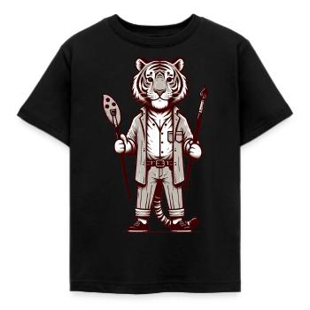 Cute Tiger Artist - Kinder T-Shirt - Schwarz - Vorne - AI Model Kid Female (0cm)