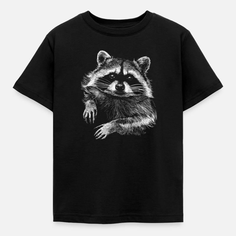 Waschbär - Kinder T-Shirt - Schwarz