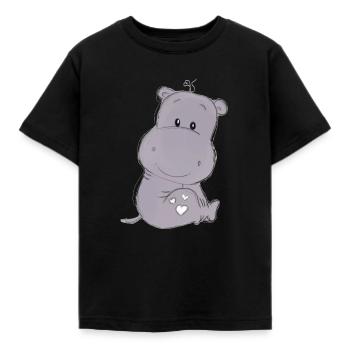 Hippo - Kinder T-Shirt - Schwarz - Vorne - AI Model Kid Female (0cm)