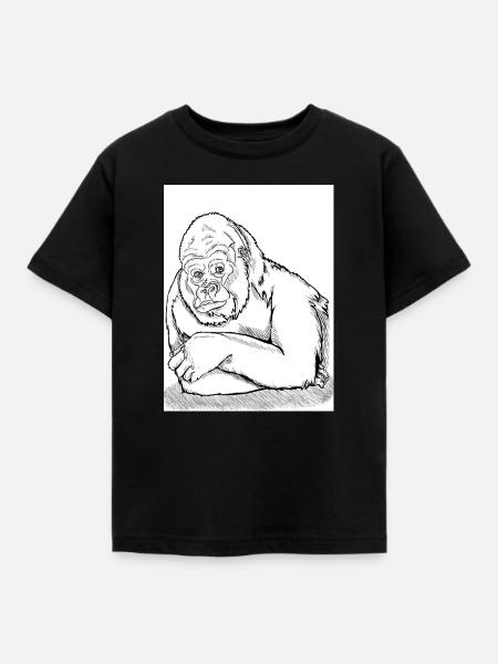 Nachdenklicher Gorilla - Kinder T-Shirt - Schwarz
