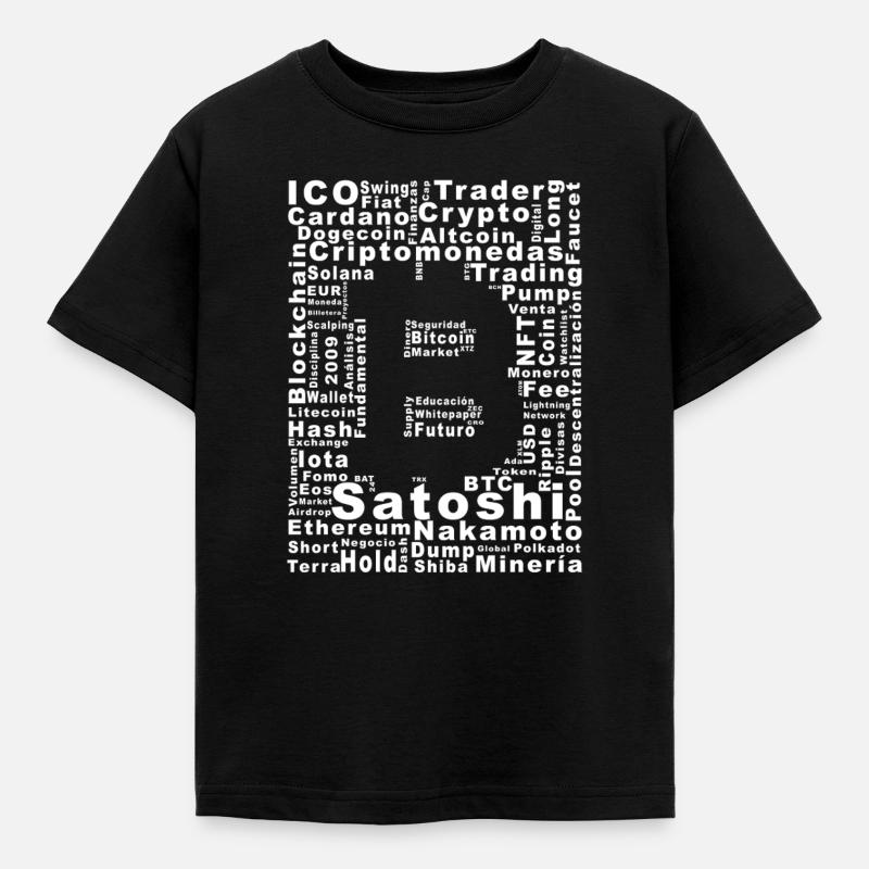 Satoshi Nakamoto Crypto Collage - Kids' T-Shirt - black