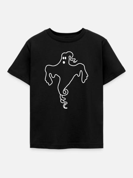 Geister-Umriss Linienkunst - Kinder T-Shirt - Schwarz