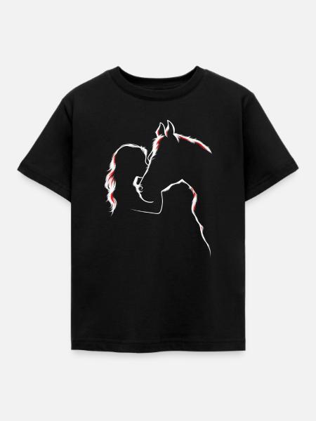 Pferd Mädchen Liebe Reiterin - Kinder T-Shirt - Schwarz