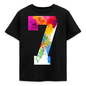NUMMER 7 JAHRE ALT 7. GEBURTSTAG - Kinder T-Shirt - Schwarz - Vorne - AI Model Kid Female (0cm)