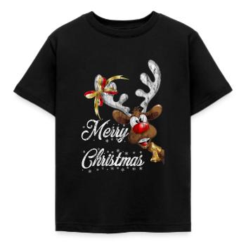 Rudolf Reindeer Noël - T-shirt Enfant - noir - Devant - AI Model Kid Female (0cm)