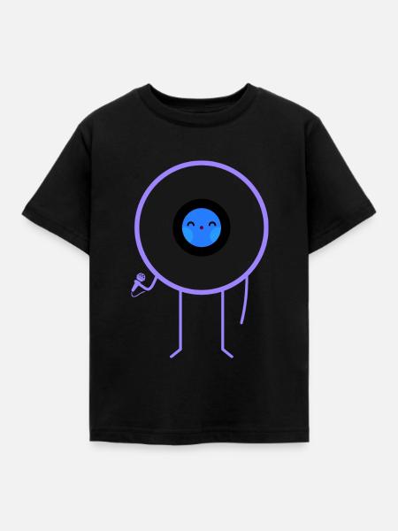 Pop Vinyl Disk Musik - Kinder T-Shirt - Schwarz