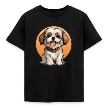 Shih Tzu Löwenhunde Chrysanthemenhund Shih Tzu - Kinder T-Shirt - Schwarz - Vorne - AI Model Kid Female (0cm)
