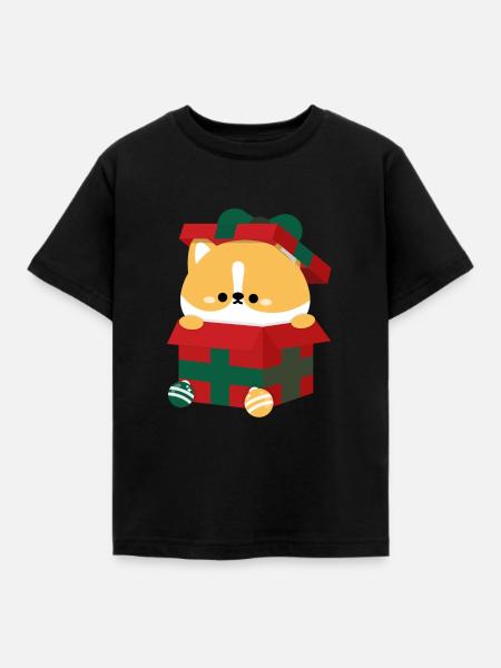 Corgi Weihnachtsgeschenk - Kinder T-Shirt - Schwarz