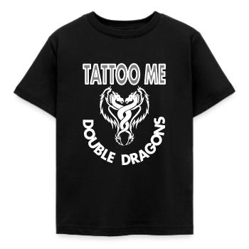 Tattoo Tätowierung doppel Drachen Spruch Geschenk - Kinder T-Shirt - Schwarz - Vorne - AI Model Kid Female (0cm)