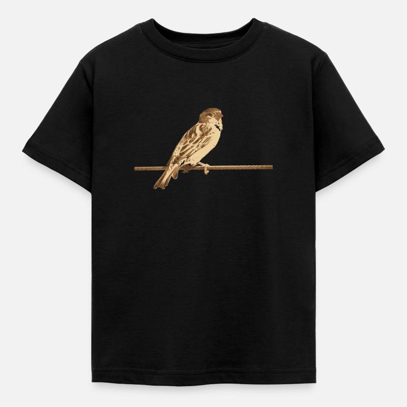Oiseau moineau - T-shirt Enfant - noir