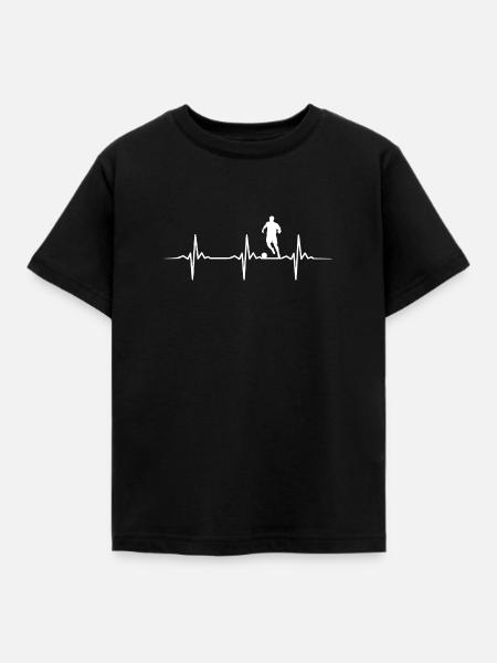 Fußball Heartbeat - Kinder T-Shirt - Schwarz