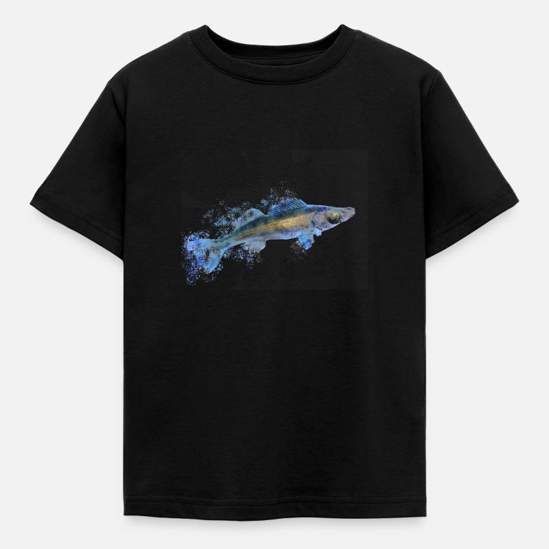 Frostiger Zander Angler - Kinder T-Shirt - Schwarz