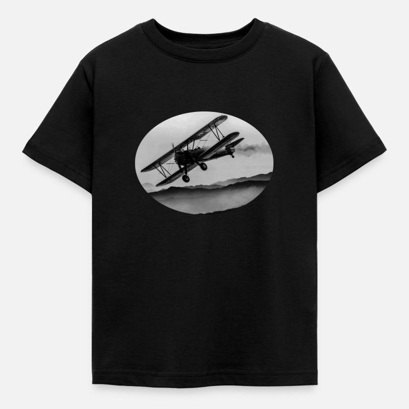 Flugzeug - Kinder T-Shirt - Schwarz