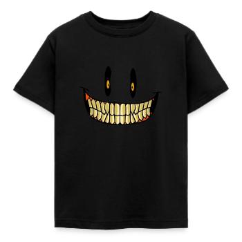 Laughter grin creepy horror halloween face - Kids' T-Shirt - black - Front - AI Model Kid Female (0cm)