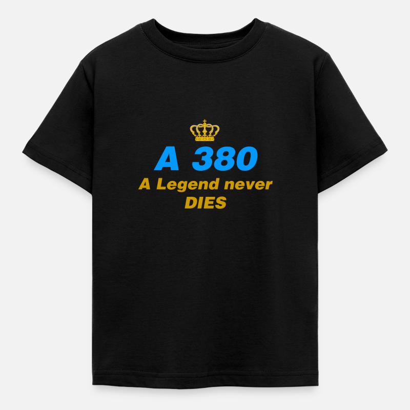 A380 Legend never dies Airliner Geschenk - Kinder T-Shirt - Schwarz