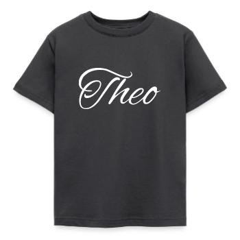 Theo First Name Boy - Kids' T-Shirt - dark grey - Front - AI Model Kid Female (0cm)