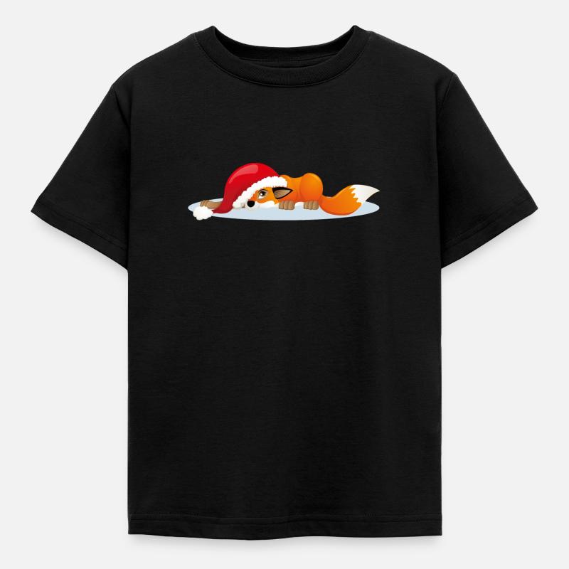 Christmas fox - Kids' T-Shirt - black