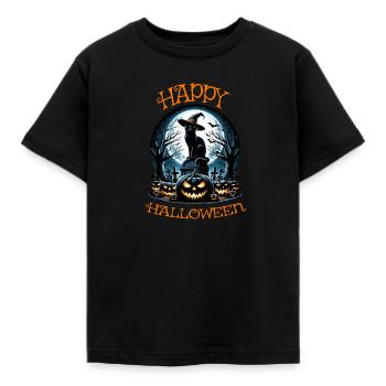 Scaredy Cat No Treats Just Halloween Tricks - Kids' T-Shirt - black - Front - AI Model Kid Female (0cm)