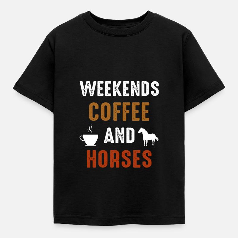 Week-ends café et chevaux - T-shirt Enfant - noir