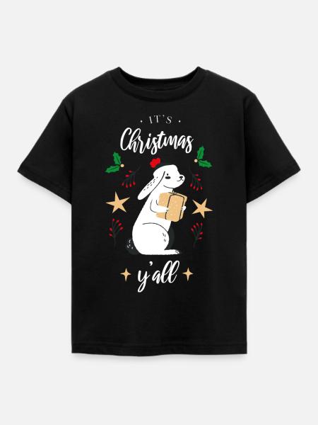 Its Christmas yall - Weihnachtsdesign - Kinder T-Shirt - Schwarz