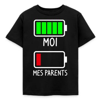 Batterie Moi et mes Parents - Cadeau naissance - T-shirt Enfant - noir - Devant - AI Model Kid Female (0cm)