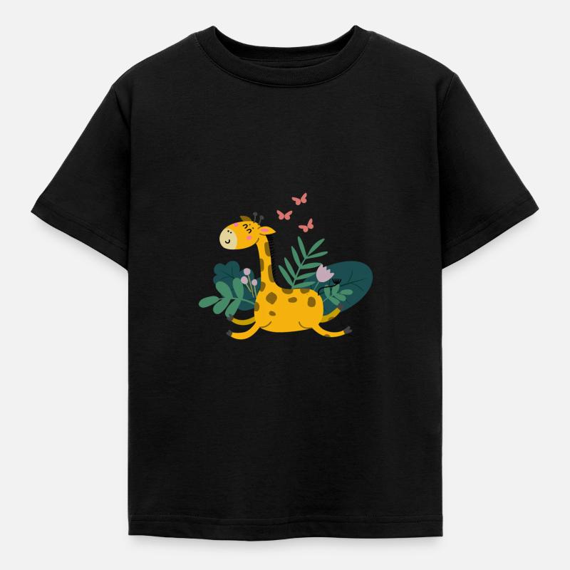Giraffe im Dschungel | Safaritour | Boho - Kinder T-Shirt - Schwarz