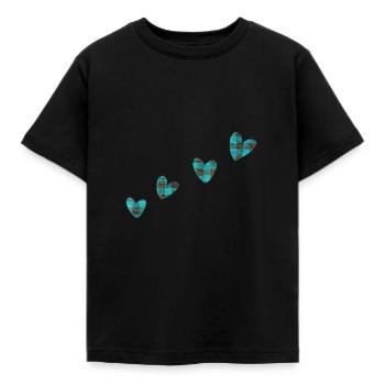 Vêtements en tissu 4 cœurs bleu - T-shirt Enfant - noir - Devant - AI Model Kid Female (0cm)