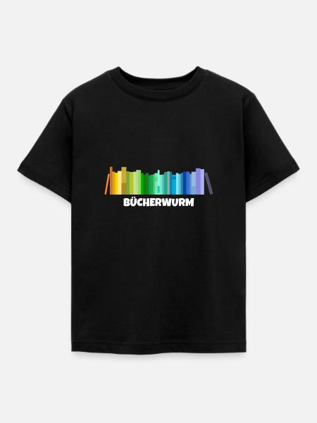 Bücherwurm - Kinder T-Shirt - Schwarz