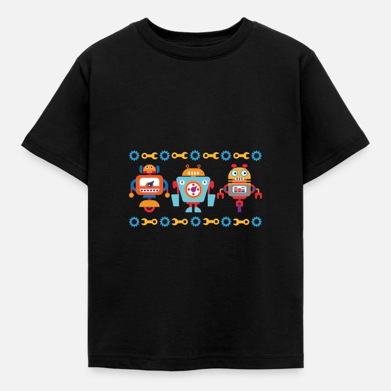 Drei kleine Roboter - Kinder T-Shirt - Schwarz