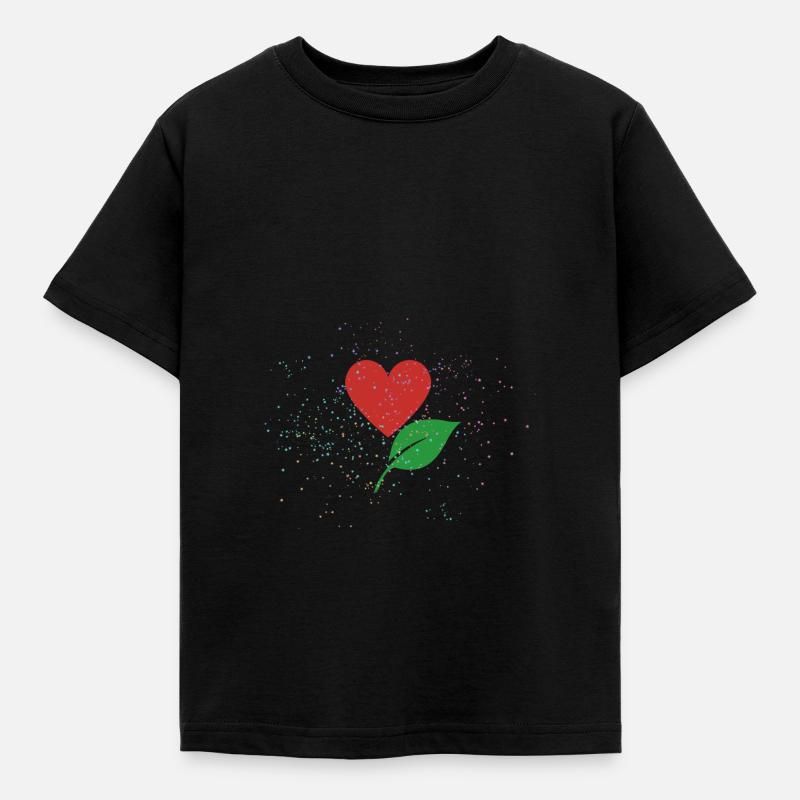 Herzblatt - Kinder T-Shirt - Schwarz