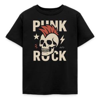 Punkrock Totenkopf – Rebellisch & Laut! - Kinder T-Shirt - Schwarz - Vorne - AI Model Kid Female (0cm)