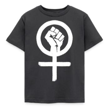 Feminist symbol | Femininity sign + fist - Kids' T-Shirt - dark grey - Front - AI Model Kid Female (0cm)