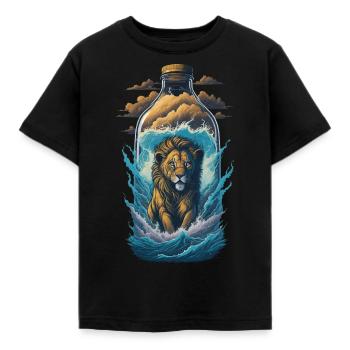 Löwe Flasche - Kinder T-Shirt - Schwarz - Vorne - AI Model Kid Female (0cm)