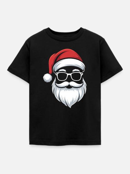 Santa mit Brille Nerdige Weihnacht - Kinder T-Shirt - Schwarz