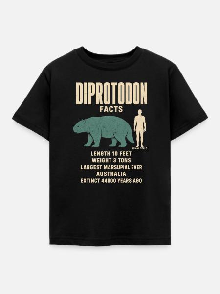 Diprotodon Fakten Eiszeit Größenvergleich Tafel - Kinder T-Shirt - Schwarz
